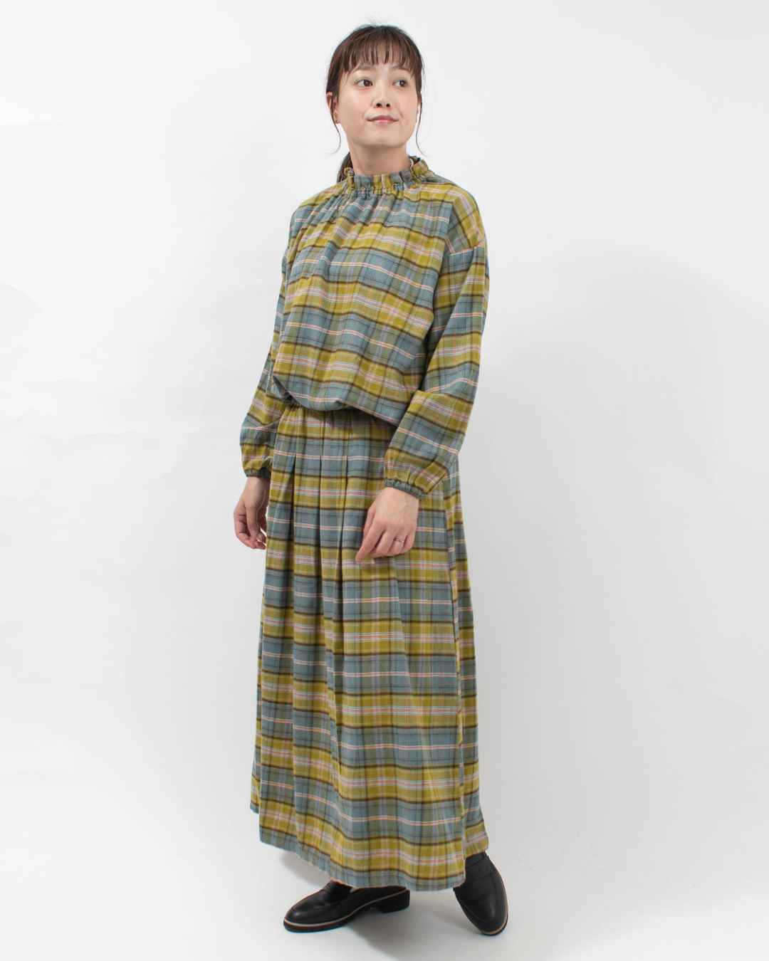 SK8011256 SUN VALLEY 21コットン綾織起毛 チェック柄ブラウス