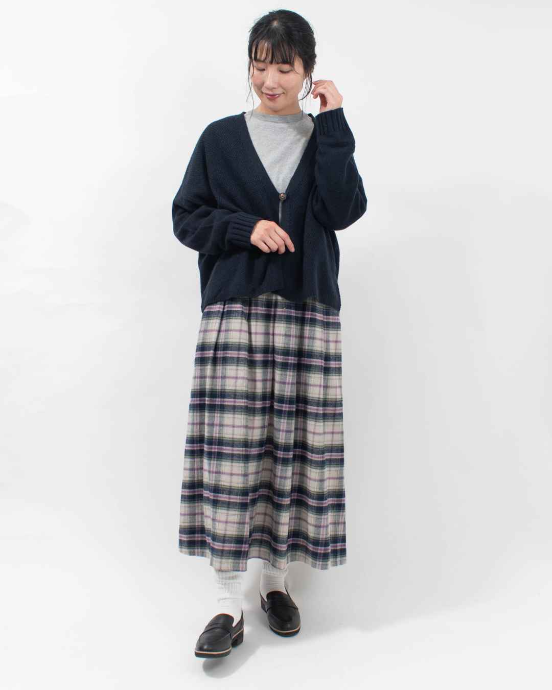 SK8014259 SUN VALLEY 21コットン綾織起毛 チェック柄スカート 