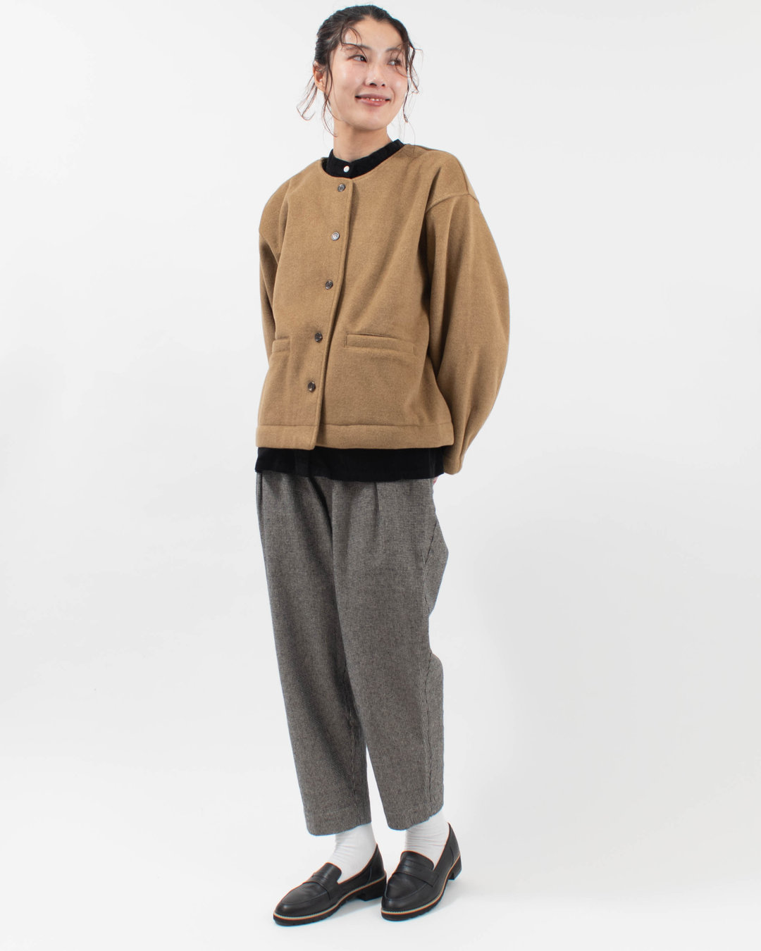 SK8023268  SUN VALLEY 7×8綿麻平織起毛 テーパードパンツ