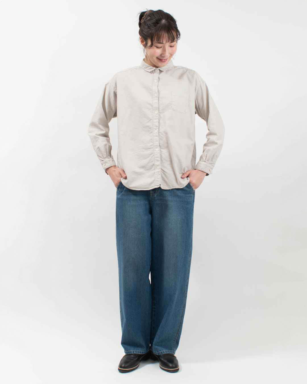 SUN VALLEY オックス日本製品染レギュラーシャツ｜ナチュラル