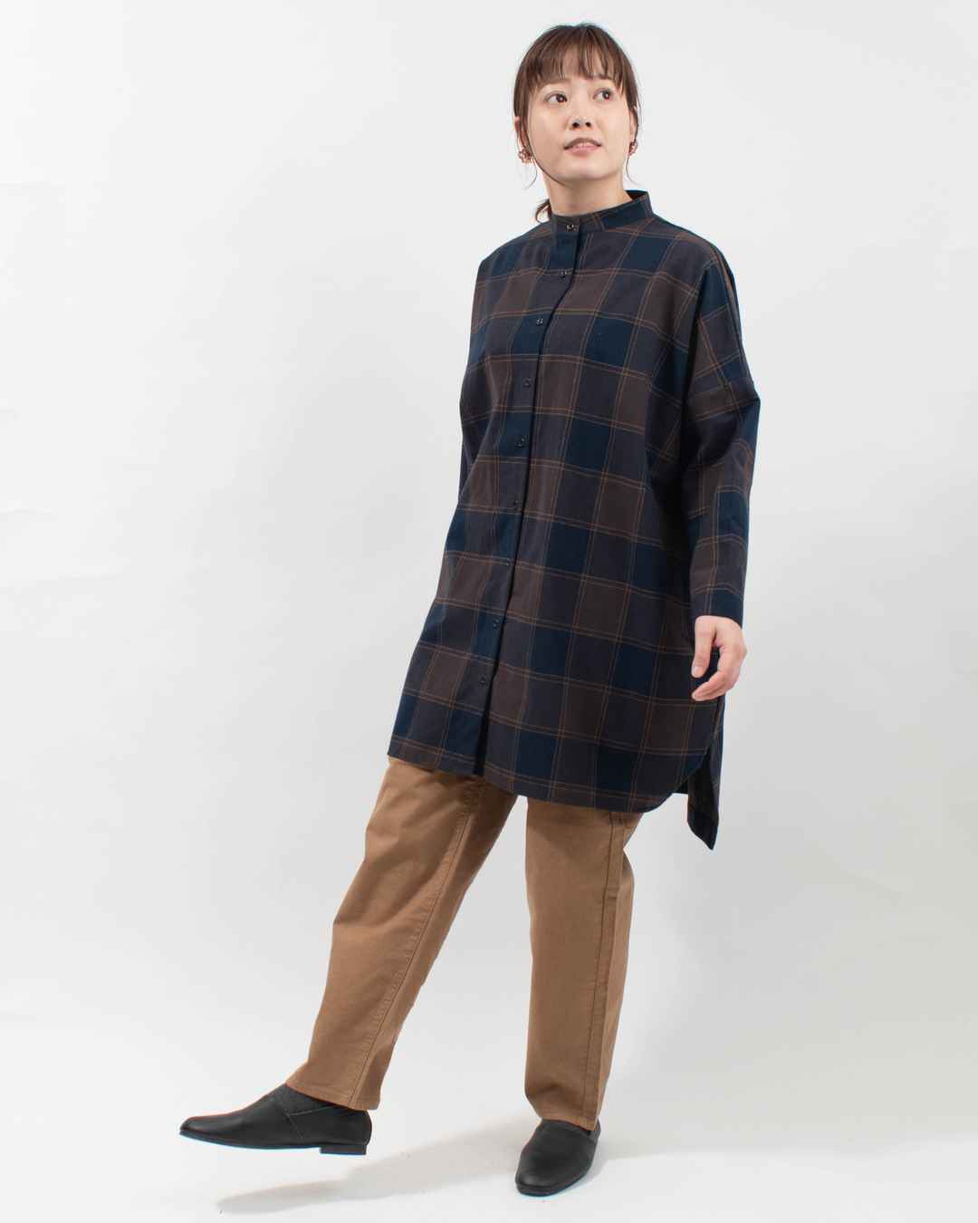 SK8107252  SUN VALLEY 21コットン平織起毛ブロックチェックチュニック