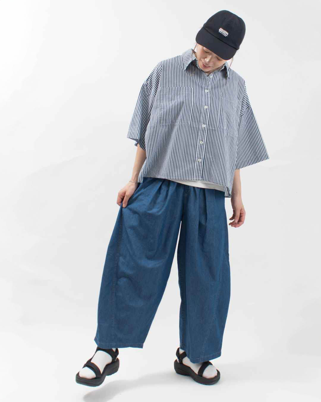 ST225884 mililopiulu 接触冷感 ボリューム ユル デニムパンツ