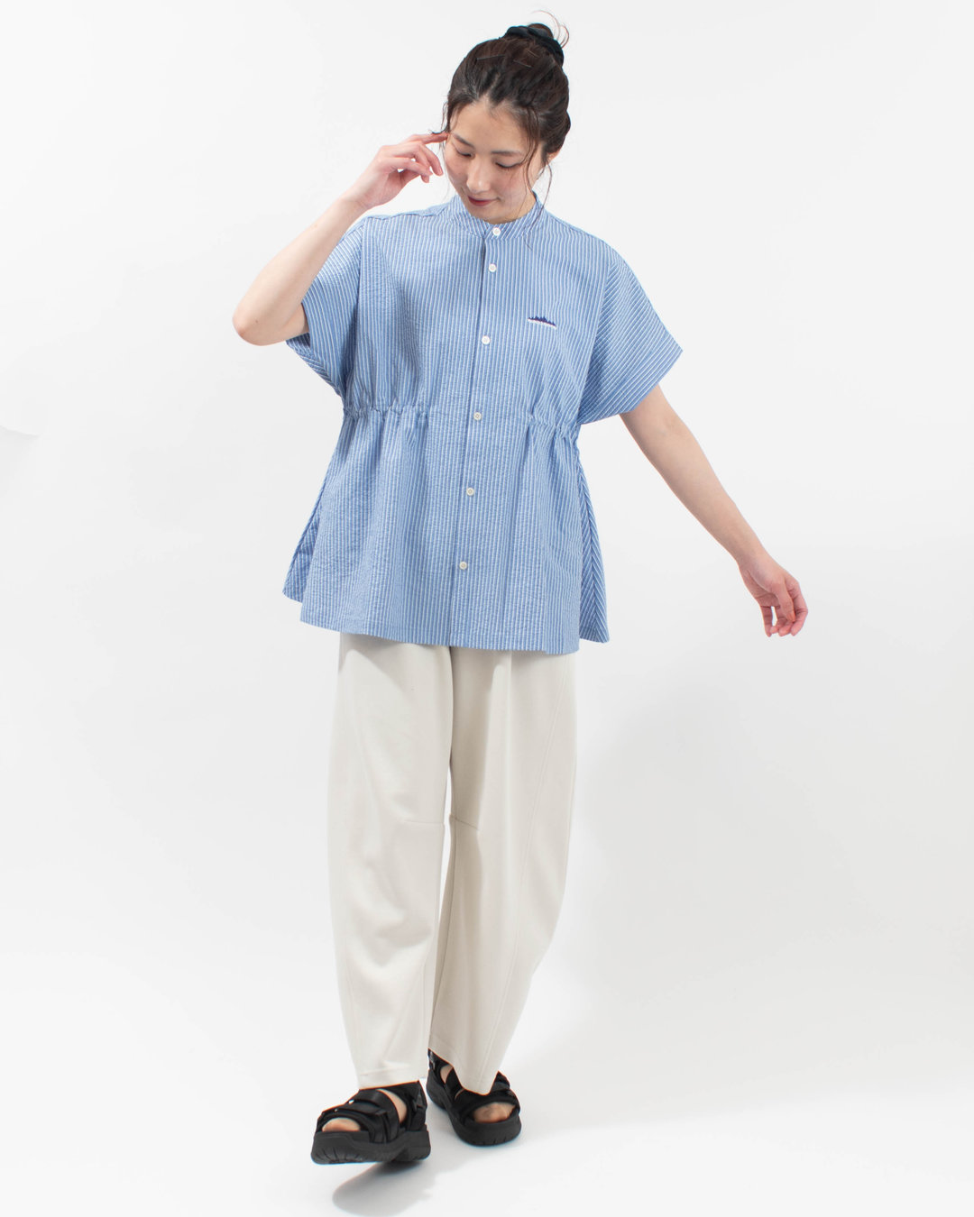 TM261ST00262  THOUSAND MILE WAIST DRAWCODE SHIRT SEERSUCKER STRIPE 