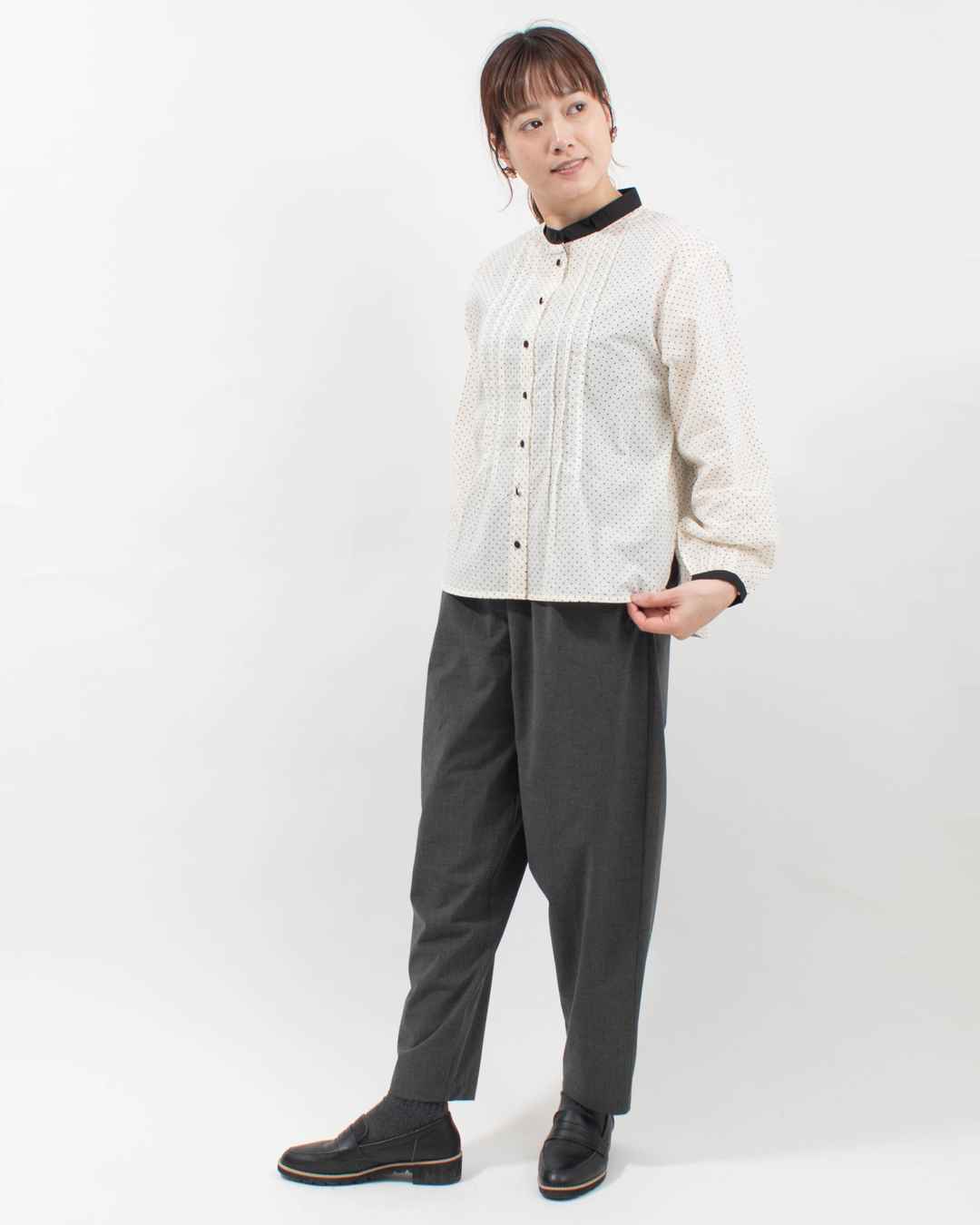 TZ261C-BR43  le ciel a tempsdoux ドットプリントブラウス