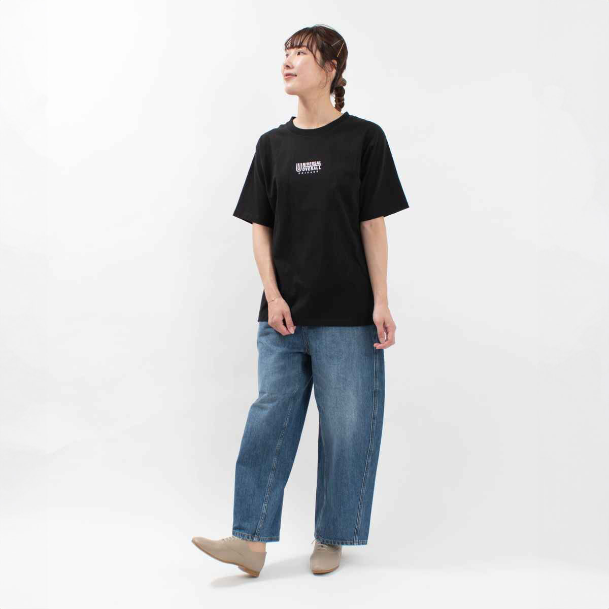 U2423208-A UNIVERSAL OVERALL センターロゴTシャツ