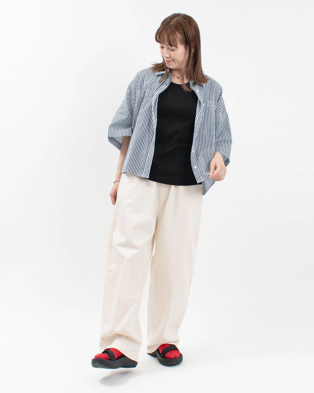WLA2545  Noia ストライプ/チェック キャンブリックボイル 半袖シャツ