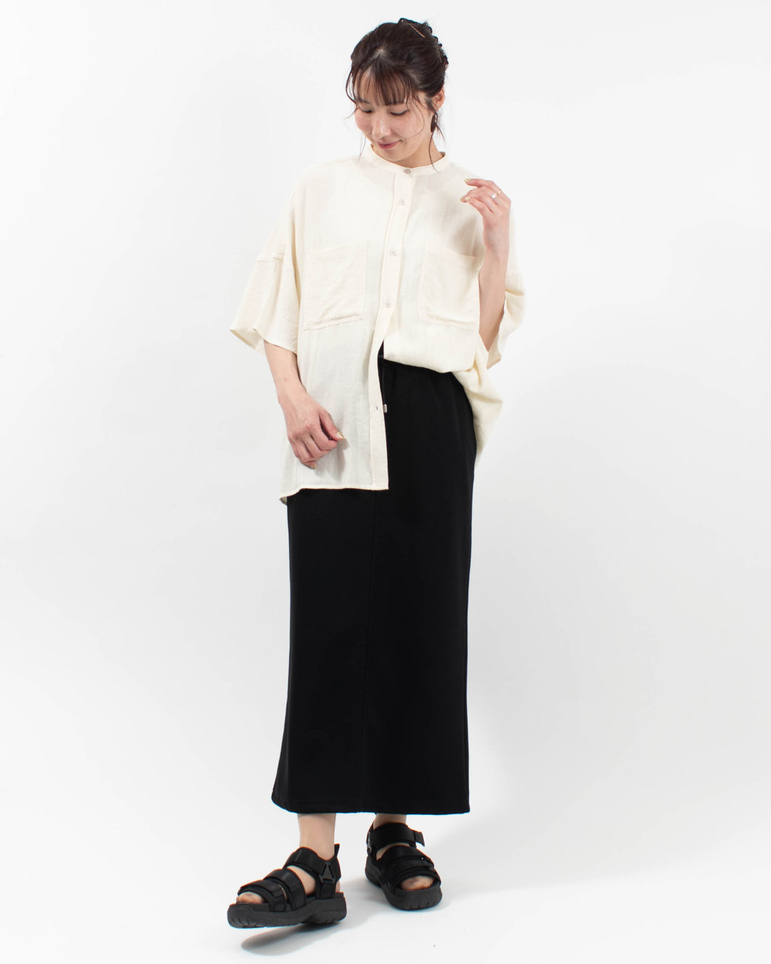 WLB8501  collect by Hunch 麻レーヨン ドルマンオーバーシャツ