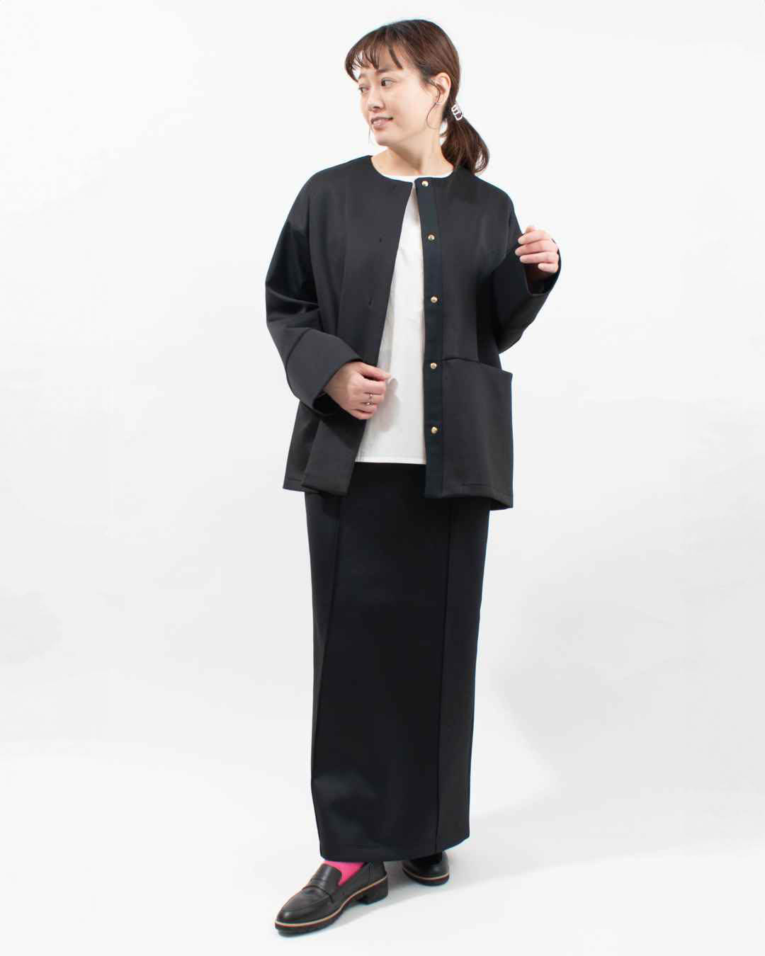 WQS7107  hunch きれいめダンボール ピンタックロングスカート