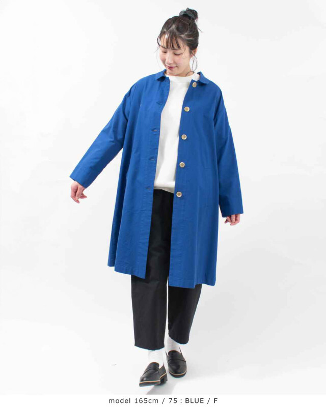 blue willow コットンオックスステンカラーコート｜ナチュラル