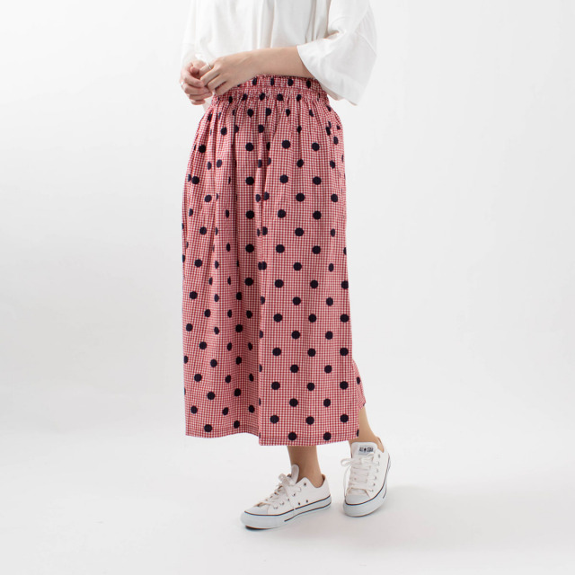 ichi コットンギンガムドットスカート｜ナチュラルファッション