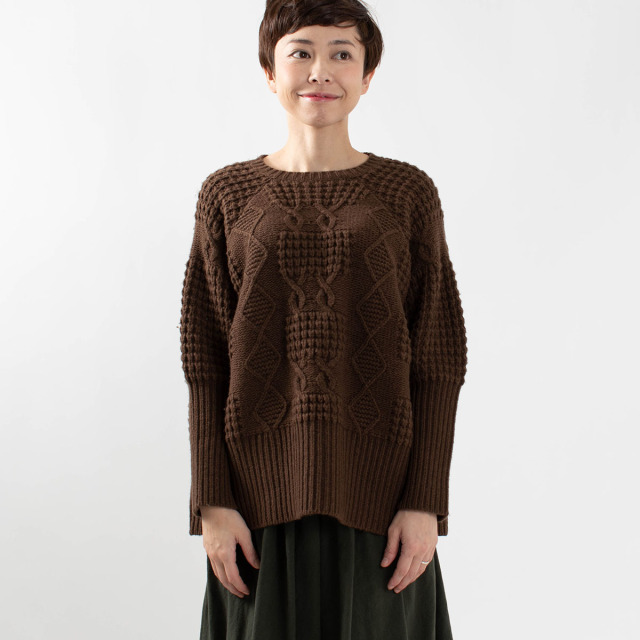 Ichi パッチワークニットプルオーバー ナチュラルファッション ナチュラル服の通販