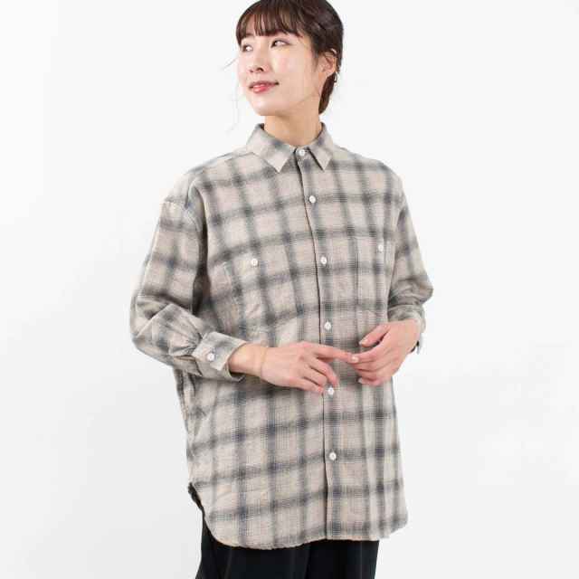 ichi オンブレチェック オーバーワークシャツ｜ナチュラルファッション