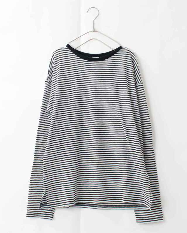 nuance of F シアーボーダー 長袖 Tシャツ ロンT｜ナチュラル