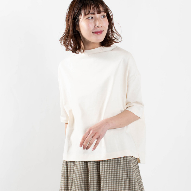Naru デラヴェジャージー ボトルネック半袖プルオーバー ナチュラルファッション ナチュラル服の通販