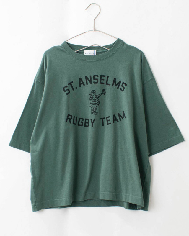 BLUE LAKE MARKET アメリカンドライ天竺|||6分袖ボックスプリントTee「ST.ANSELMS RUGBY TEAM」 B-501002 レディース ナチュラル  服 30代 40代 50代 BLUE LAKE MARKET｜【20%OFF】アメリカンドライ天竺6分袖