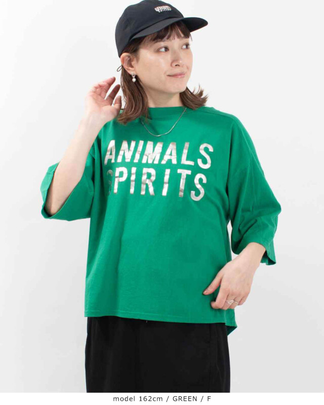 BLUE LAKE MARKET ブルーレイクマーケット 26/1BDTOP度詰天竺パネルスリーブプリントTee［ANIMALS SPIRITS］キレカジ ロゴT 30代 40代 50代おしゃれ カジュアル BLUE LAKE MARKET 26/1BDTOP度詰天竺パネルスリーブプリントTee