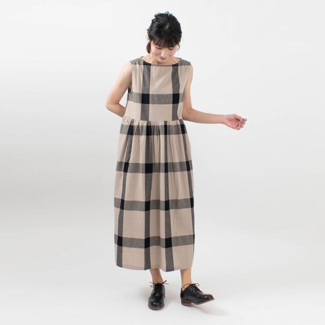 D G Y コットンオックスブロックチェックワンピース ナチュラルファッション ナチュラル服の通販
