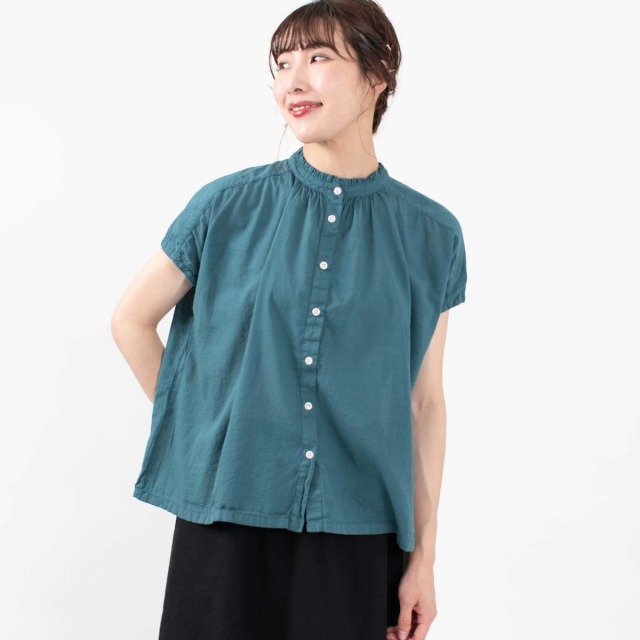 SUN VALLEY 日本製品染めボイルネックフリルシャツ