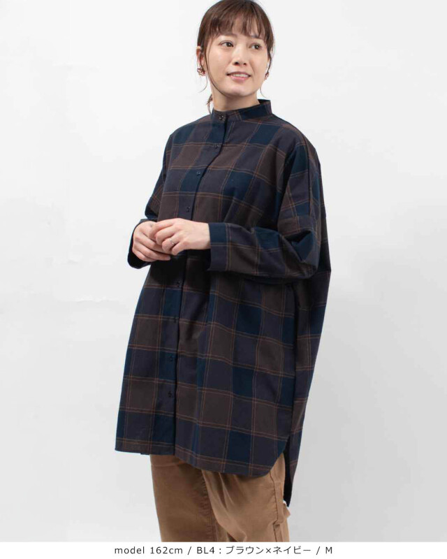 SUN VALLEY 21コットン平織起毛ブロックチェックチュニック