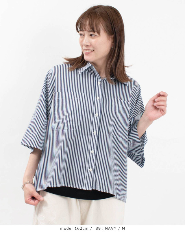 近年モデル　Windandsea ストライプ 半袖シャツ　L 近年モデル Windandsea ストライプ 半袖シャツ L